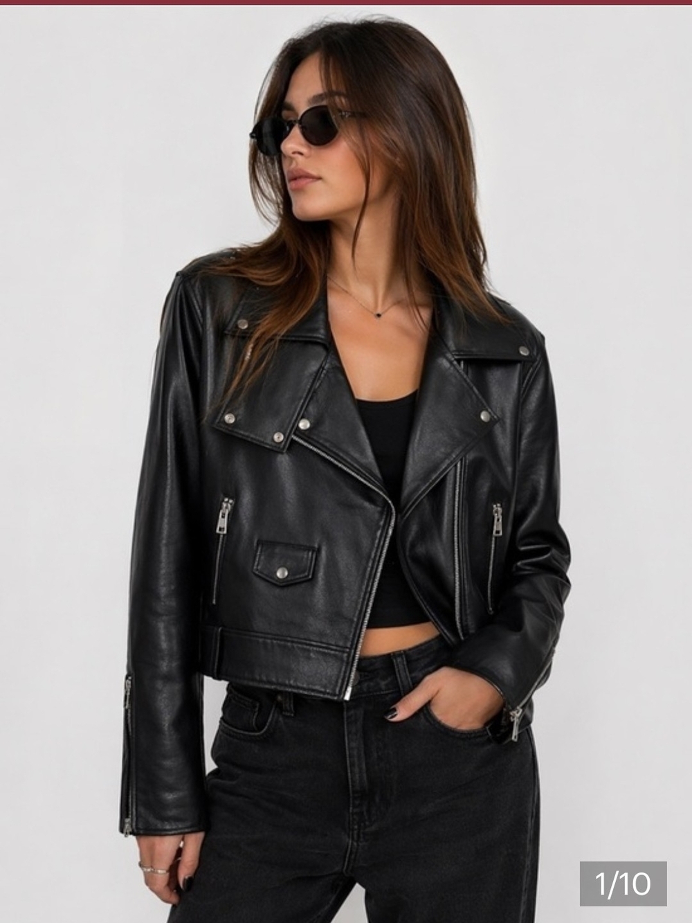 ANTONIO MELANI Bettina Moto Black Genuine Leather Jacket